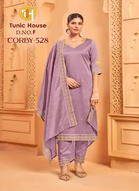 Corby 528 A To F By Tunic House Roman Shimmer Top Bottom With Dupatta Wholesale Market In Surat With Price